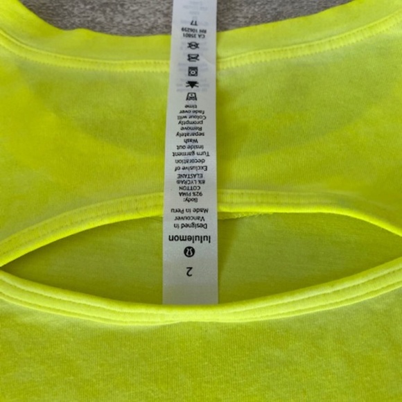 NWT - Lulu Lemon Cut Back Crop Tank - Size 2, Highlighter yellow - Picture 11 of 13